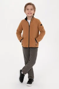 US Polo Assn. Boys' Camel Fleece Knitting Cardigan - Image 2
