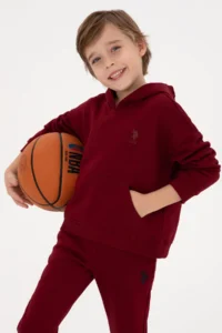 US Polo Assn. Boys' Burgundy Hooded Basic Sweatshirt