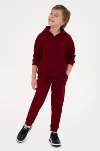 US Polo Assn. Boys' Burgundy Hooded Basic Sweatshirt - Image 2
