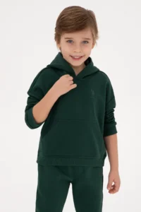 US Polo Assn. Boys' Dark Green Hooded Basic Sweatshirt