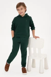 US Polo Assn. Boys' Dark Green Hooded Basic Sweatshirt - Image 2