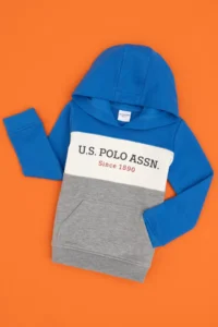 US Polo Assn. Boys' Saks Blue Basic Hooded Sweatshirt