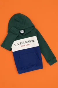 US Polo Assn. Boys' Dark Green Basic Hooded Sweatshirt