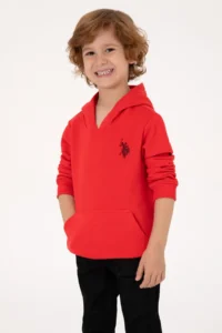 US Polo Assn. Boys' Red Basic Hooded Sweatshirt