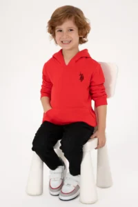 US Polo Assn. Boys' Red Basic Hooded Sweatshirt - Image 2