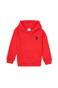 US Polo Assn. Boys' Red Basic Hooded Sweatshirt - Image 3