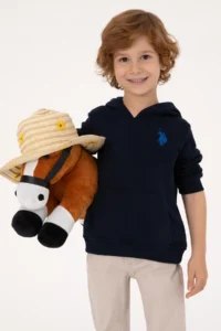US Polo Assn. Boys' Navy Blue Basic Hooded Sweatshirt