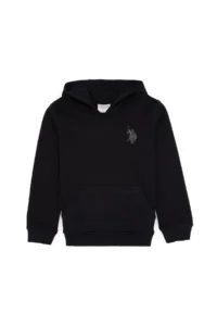 US Polo Assn. Boys' Black Hooded Basic Sweatshirt