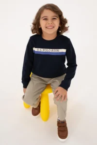 US Polo Assn. Boys' Navy Blue Basic Crew Neck Sweatshirt - Image 2