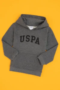 US Polo Assn. Boys' Anthracite Melanj Hooded Basic Sweatshirt