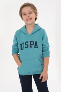 US Polo Assn. Boys' Mint Melanj Hooded Basic Sweatshirt