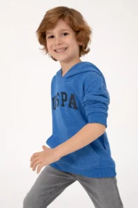 US Polo Assn. Boys' Dark Blue Melanj Hooded Basic Sweatshirt