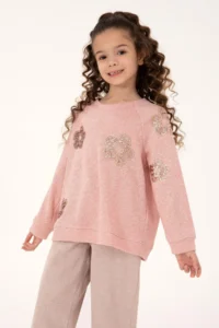 US Polo Assn. Girls' Light Pink Crew Neck Sweatshirt - Image 2