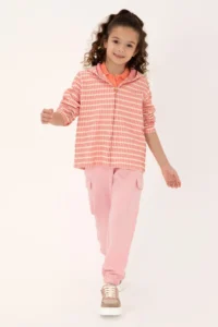 US Polo Assn. Girls' Neon Pink Hooded Zippered Sweatshirt - Image 2