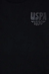 US Polo Assn. Girls' Black Glitter Print Detailed Crew Neck Basic Sweatshirt - Image 7