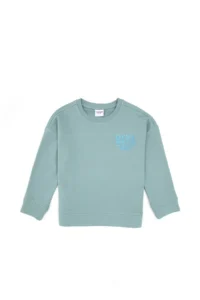 US Polo Assn. Girls' Mint Glitter Print Detailed Crew Neck Basic Sweatshirt - Image 2