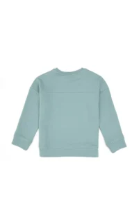 US Polo Assn. Girls' Mint Glitter Print Detailed Crew Neck Basic Sweatshirt - Image 3