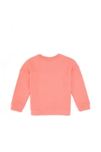 US Polo Assn. Girls' Neon Pink Glitter Print Detailed Crew Neck Basic Sweatshirt - Image 4
