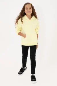 US Polo Assn. Girls' Yellow Hooded Fleece Basic Sweatshirt - Image 2