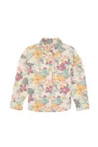US Polo Assn. Girls' Pearl Flower Patterned Long Sleeve Weaving Jacket Shirt - Image 2