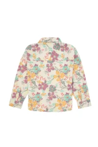 US Polo Assn. Girls' Pearl Flower Patterned Long Sleeve Weaving Jacket Shirt - Image 3