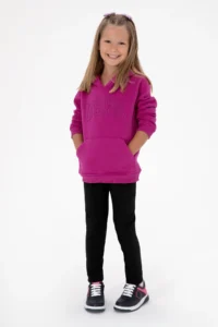 US Polo Assn. Girls' Fuchsia Hooded Fleece Basic Sweatshirt