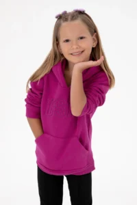 US Polo Assn. Girls' Fuchsia Hooded Fleece Basic Sweatshirt - Image 2