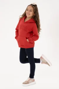 US Polo Assn. Girls' Brick Rejection Hooded Fleece Basic Sweatshirt - Image 2
