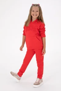 US Polo Assn. Girls' Red Hooded Fleece Basic Sweatshirt - Image 2