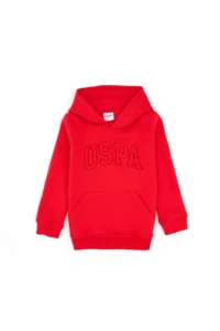 US Polo Assn. Girls' Red Hooded Fleece Basic Sweatshirt - Image 3