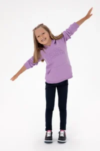 US Polo Assn. Girls' Lilac Basic Hooded Fleece Basic Sweatshirt - Image 2