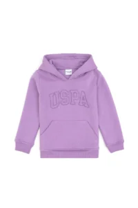 US Polo Assn. Girls' Lilac Basic Hooded Fleece Basic Sweatshirt - Image 3