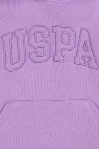 US Polo Assn. Girls' Lilac Basic Hooded Fleece Basic Sweatshirt - Image 5