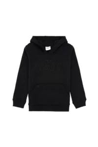 US Polo Assn. Girls' Black Hooded Fleece Basic Sweatshirt - Image 3