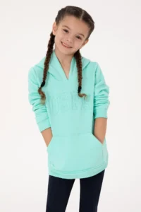 US Polo Assn. Girls' Mint Hooded Fleece Basic Sweatshirt