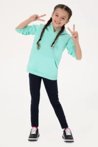 US Polo Assn. Girls' Mint Hooded Fleece Basic Sweatshirt - Image 2