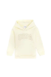 US Polo Assn. Girls' Cream Hooded Fleece Basic Sweatshirt - Image 4