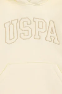 US Polo Assn. Girls' Cream Hooded Fleece Basic Sweatshirt - Image 6