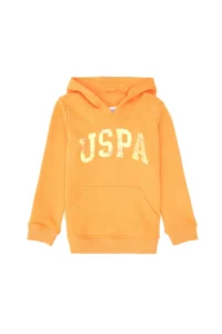 US Polo Assn. Girls' Melon Sequin Embroidered Hooded Basic Sweatshirt - Image 3