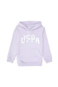 US Polo Assn. Girls' Lilac Sequin Embroidered Hooded Basic Sweatshirt - Image 4