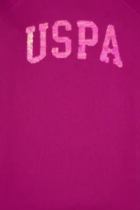 US Polo Assn. Girls' Fuchsia Sequin Detailed Crew Neck Sweat Knitting Dress - Image 5