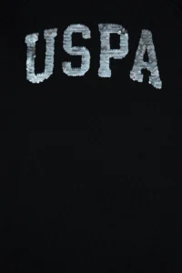 US Polo Assn. Girls' Black Sequin Detailed Crew Neck Sweat Knitting Dress - Image 5