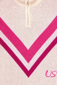 US Polo Assn. Girls' Cream Half Zippered Sweater - Image 4