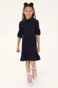 US Polo Assn. Girls' Navy Blue Weaving Dress - Image 2