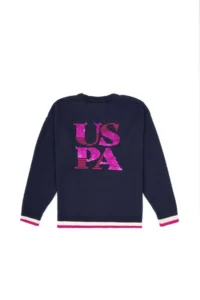 US Polo Assn. Girls' Crew Neck Navy Blue Sweater - Image 2