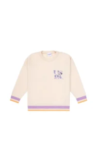 US Polo Assn. Girls' Crew Neck Cream Sweater - Image 2