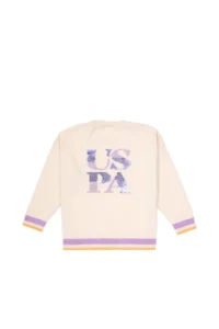 US Polo Assn. Girls' Crew Neck Cream Sweater - Image 3