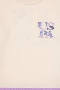 US Polo Assn. Girls' Crew Neck Cream Sweater - Image 4