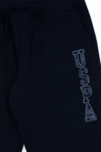 US Polo Assn. Girls' Navy Blue Sequin Embroidered Jogger Sweatpants - Image 4