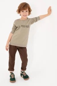 US Polo Assn. Boys' Light Khaki Crew Neck Sweatshirt - Image 2